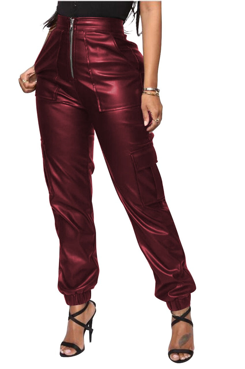Women's Leather Effect PU Trousers - Various Colours