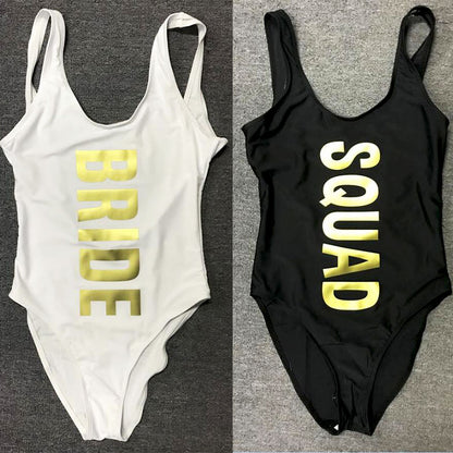 Swim Suit One Piece Bride Squad