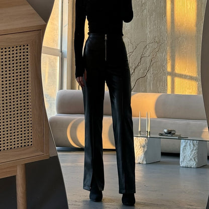 Faux Leather PU Wide Leg Trousers