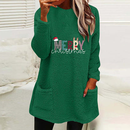 Christmas Fleece Jumper with Pockets - Merry Christmas - Various Colours