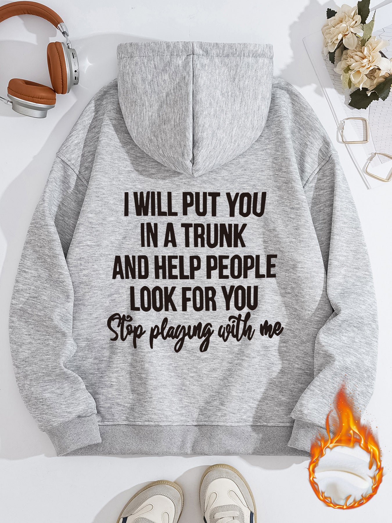 Women's Slogan Hoodie - Stop Playing With Me