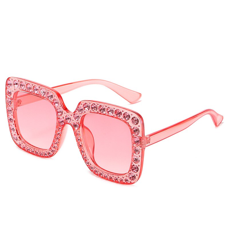 Ladies Vintage Oversized Square Rhinestone Sunglasses - various colours