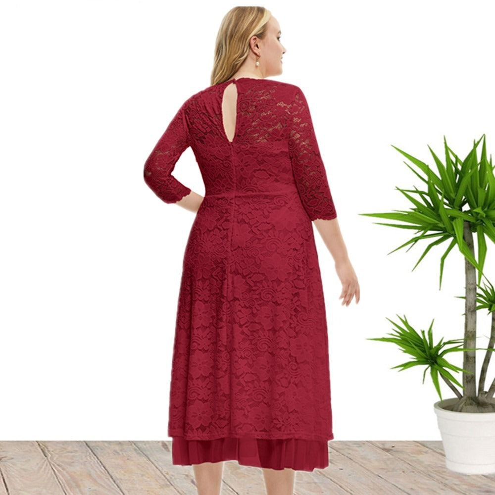 Women's Dress Lace Detail - Plus Size - Various Colours