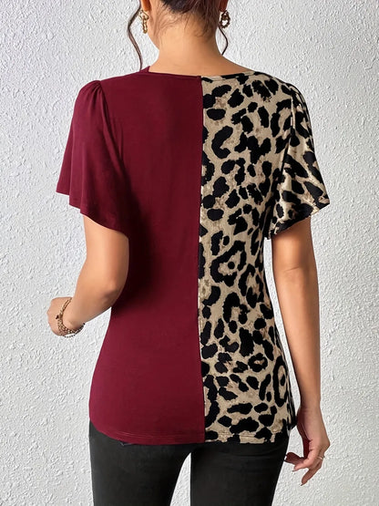 Women's Leopard Print Asymmetrical Top - Various Colours