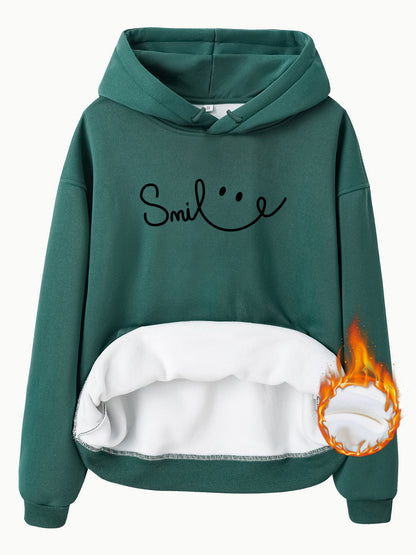 Fleece Lined Hoodie - Smile