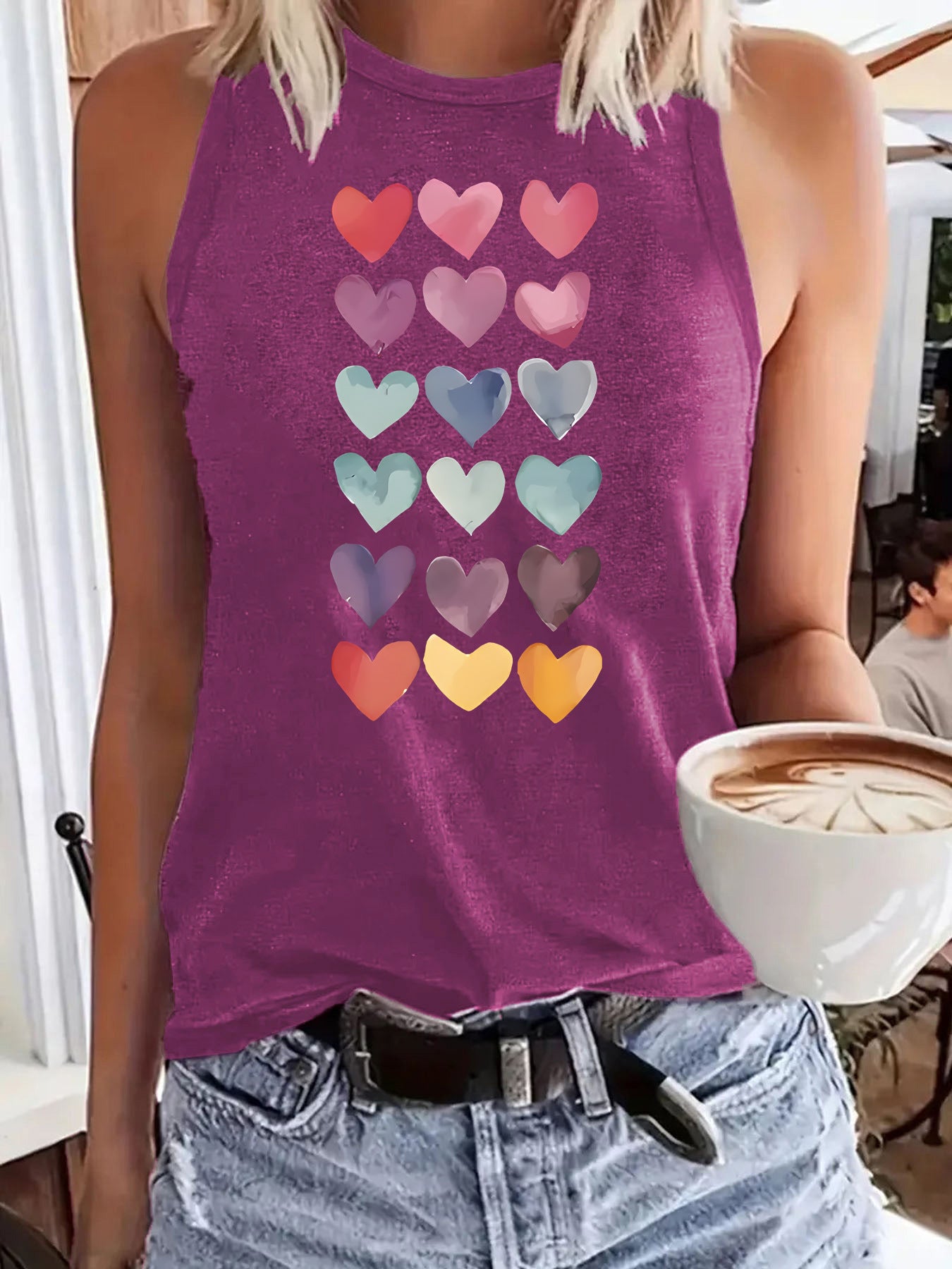 Ladies Heart Print Vest