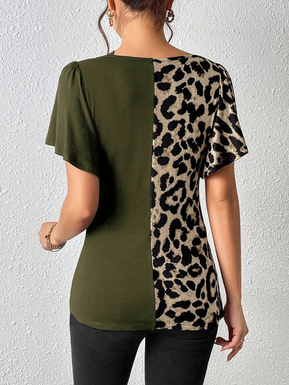 Women's Leopard Print Asymmetrical Top - Various Colours