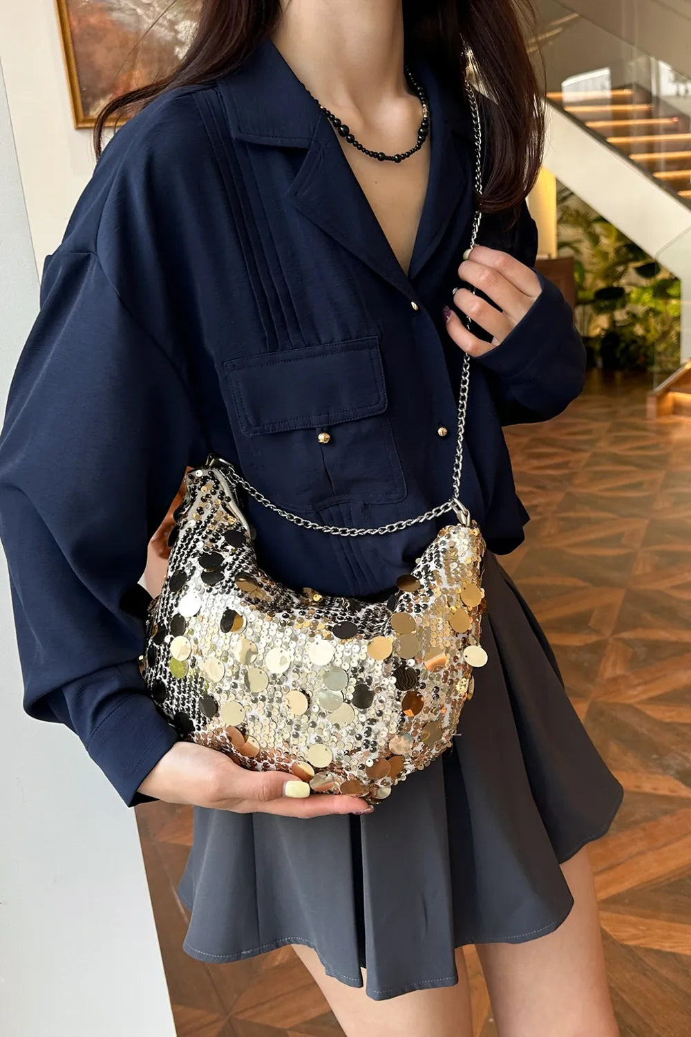 Sequin Chain Crossbody Bag - various colours