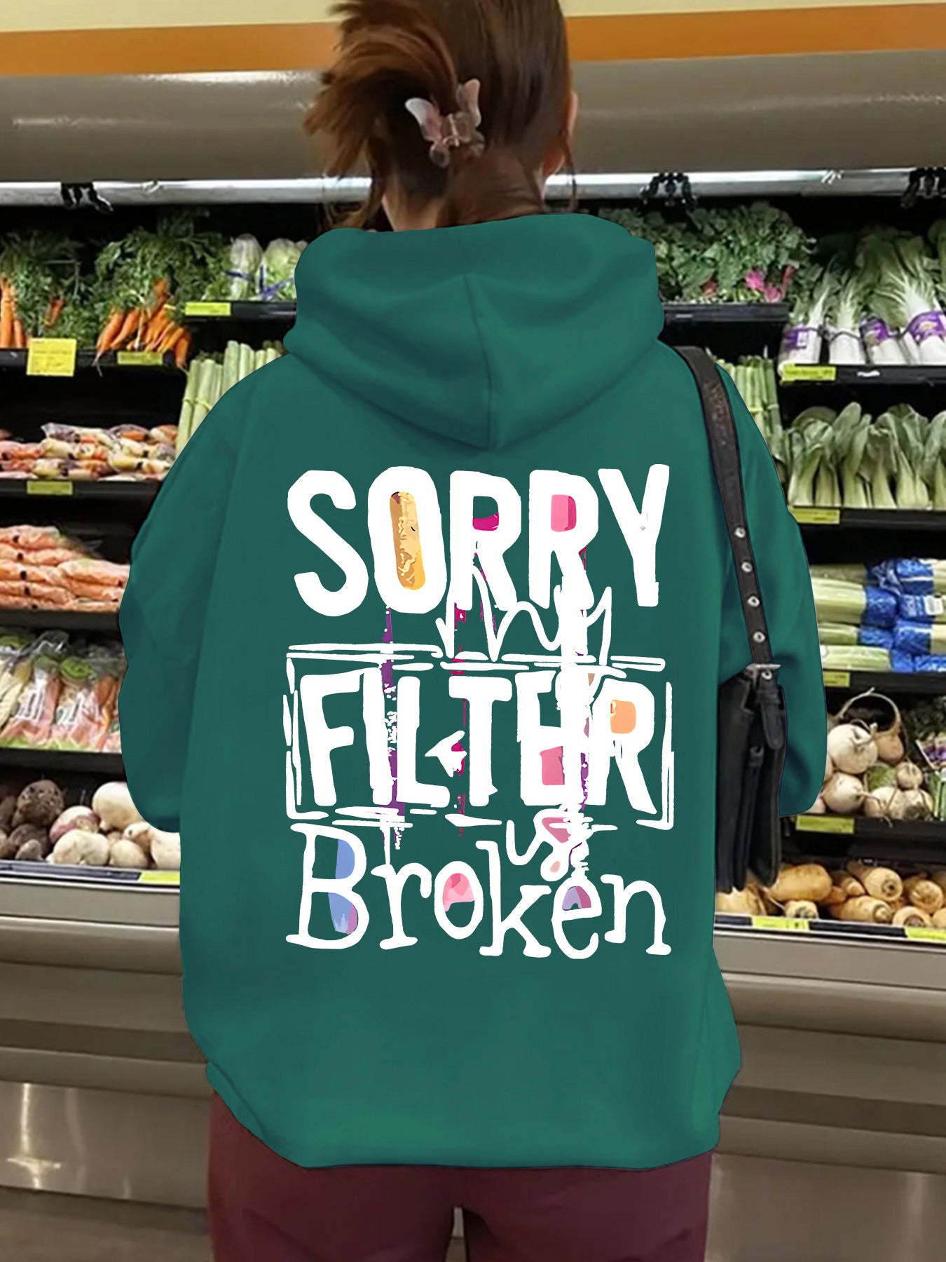 Women's Slogan Hoodie - Filter Broken