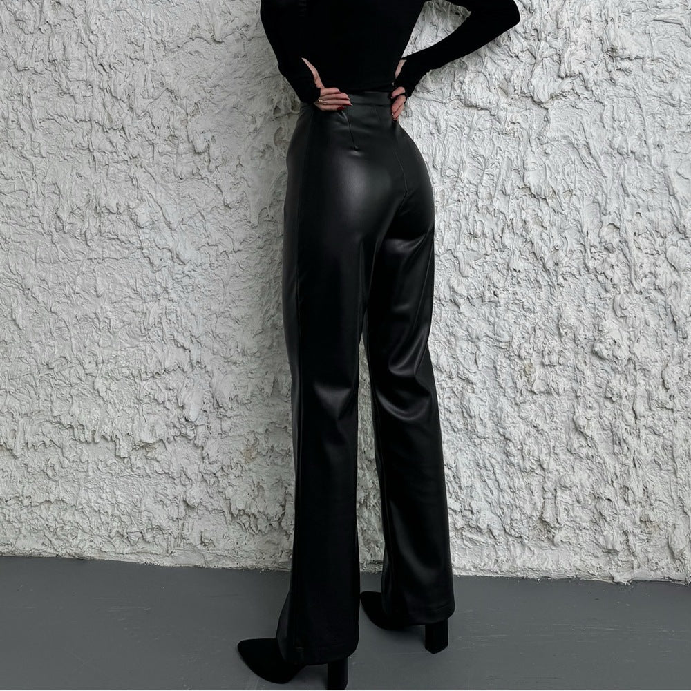 Faux Leather PU Wide Leg Trousers