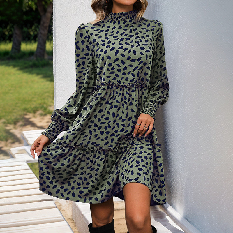 Leopard Print Long Sleeve Dress - Various Colours