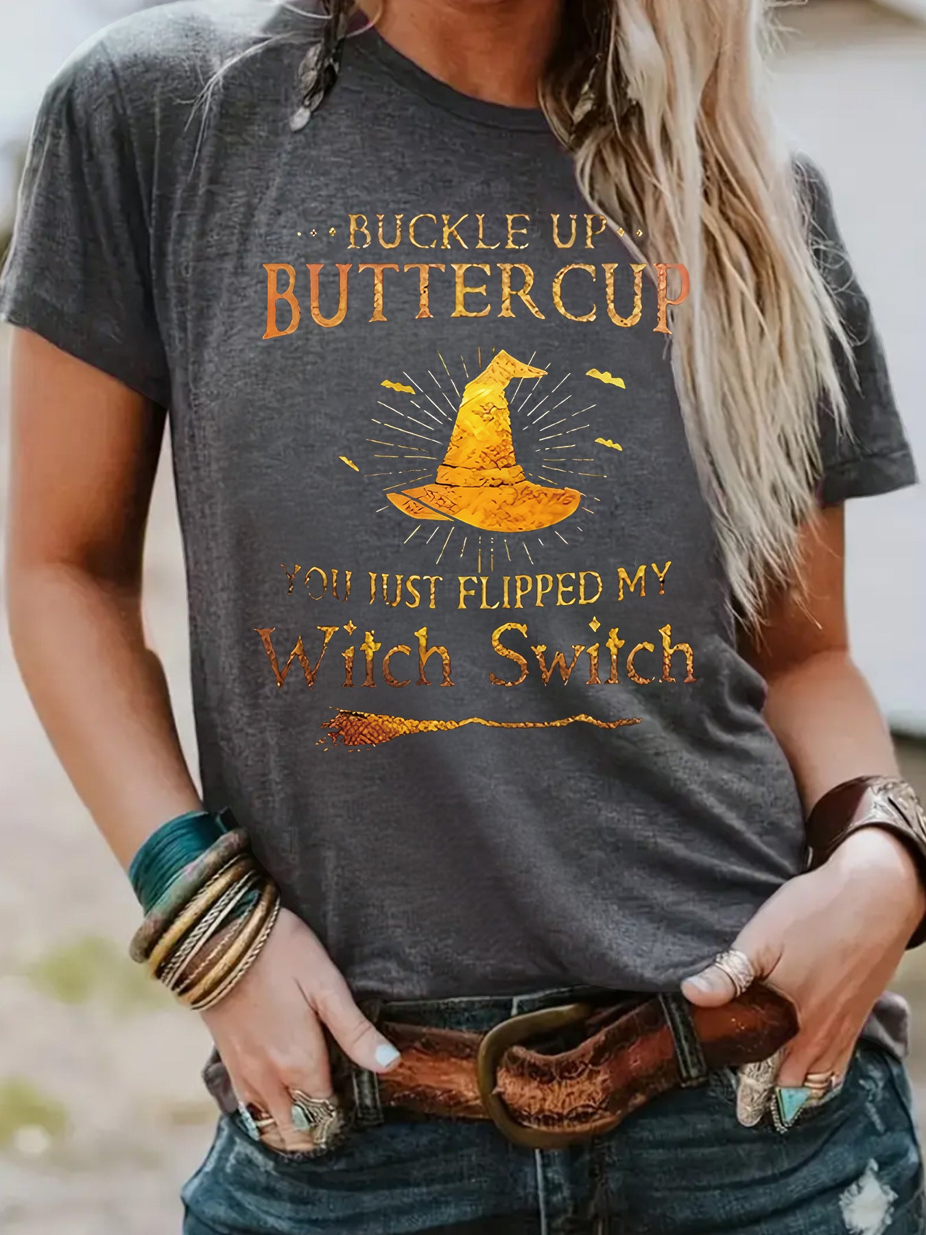 Slogan Halloween T Shirt - Buckle Up