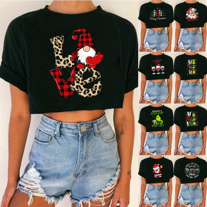 Women's Cropped Christmas T-Shirt - Various Styles
