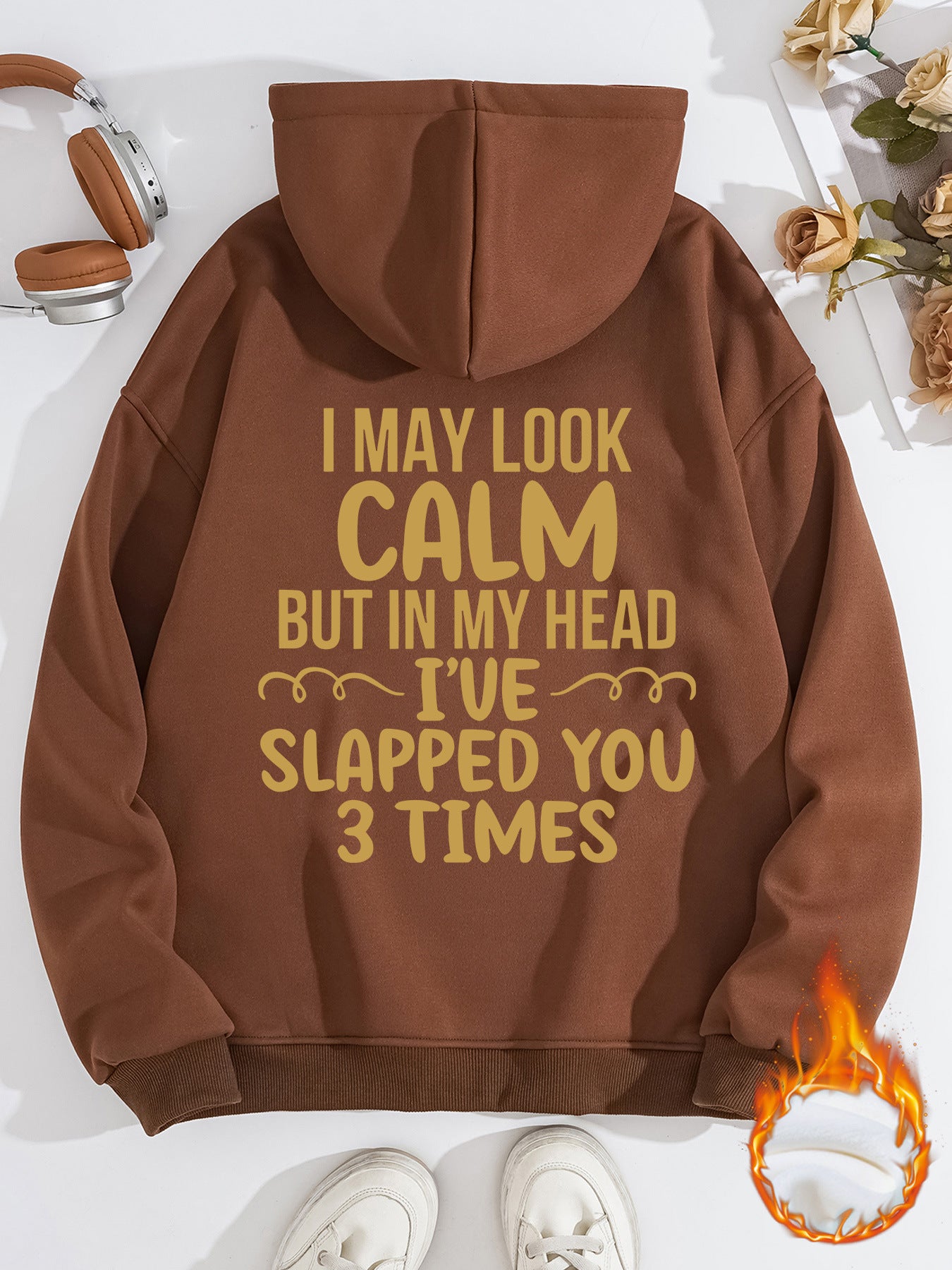 Women's Slogan Hoodie - I May Look Calm