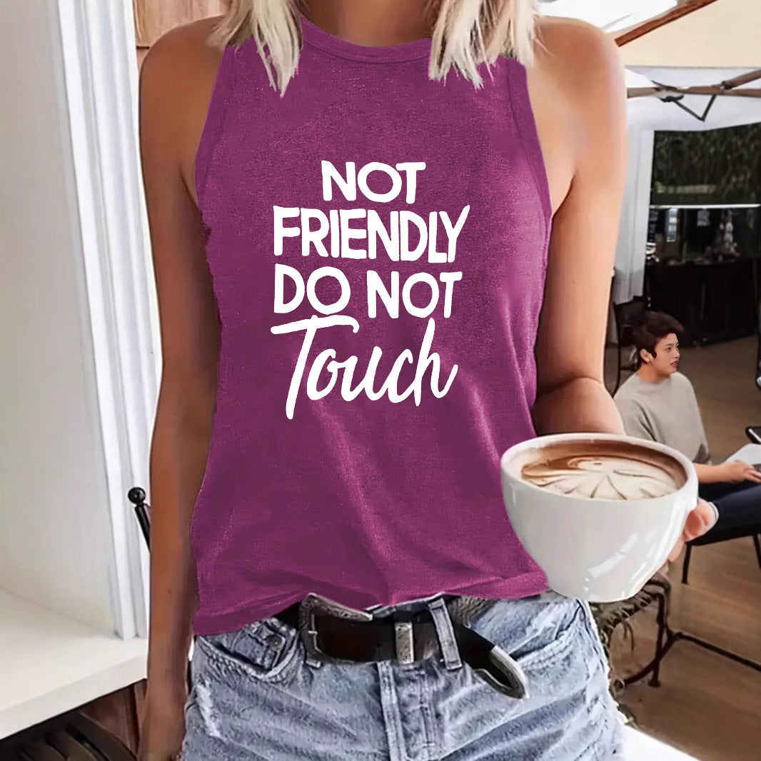 Ladies Printed Slogan Vest - Not Friendly