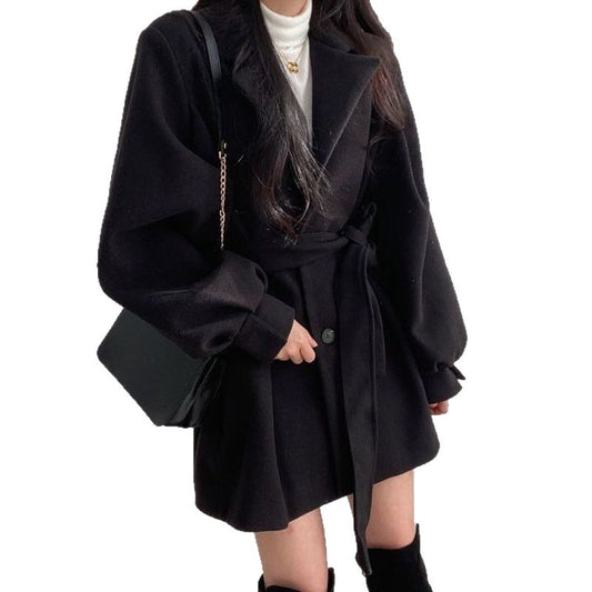 Women's Woolen Coat - Tie Belt - Various Colours