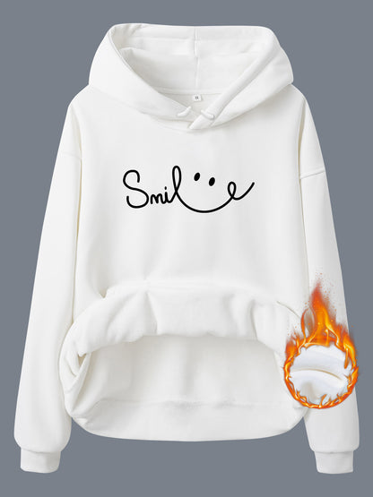 Fleece Lined Hoodie - Smile