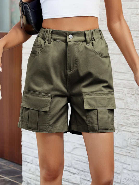 Women's Pocketed High Waist Denim Shorts