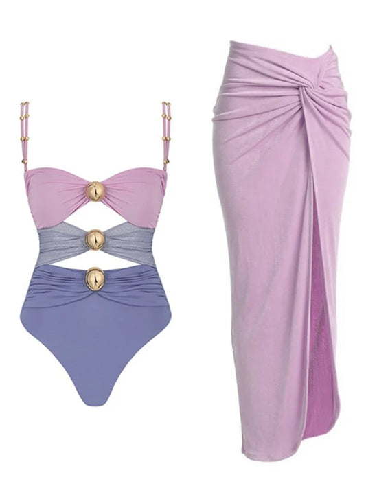 Women's Swimsuit One Piece with matching Cover Up Skirt - various colours