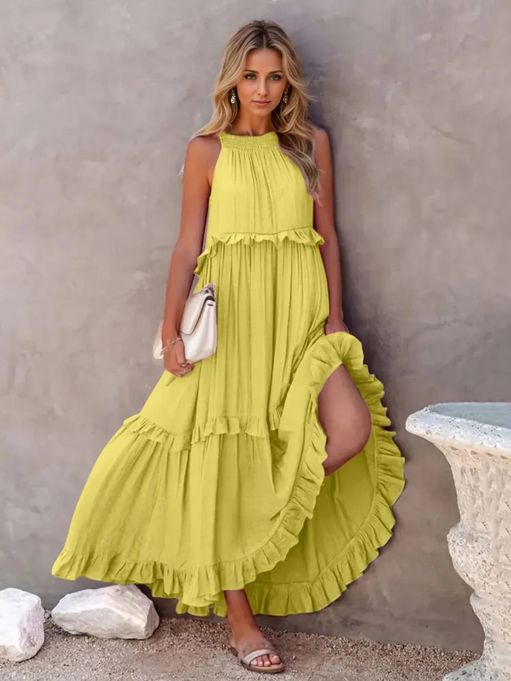 Women's Ruffled Tiered Maxi Dress - various colours