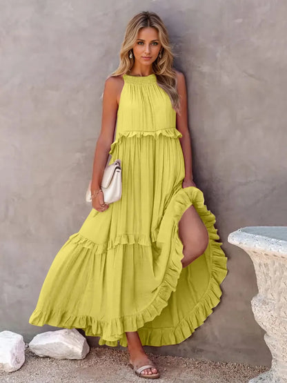 Women's Ruffled Tiered Maxi Dress - various colours