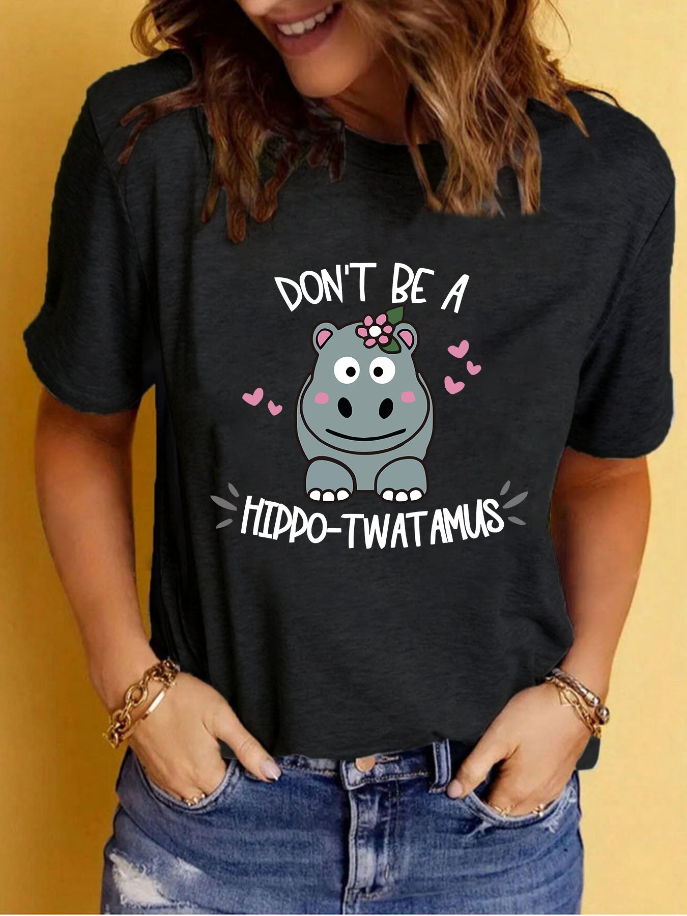 Slogan T-Shirt - Hippo-T**tamus - Various Colours