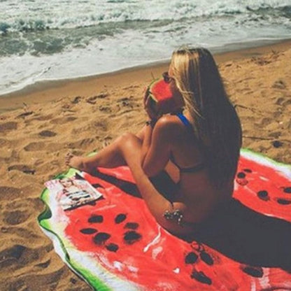 Round Beach Towel with Various Food Designs