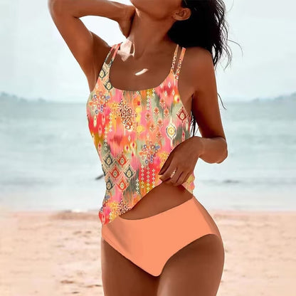 Women's Two Piece Vest & Brief Swimsuit Set - Various Prints