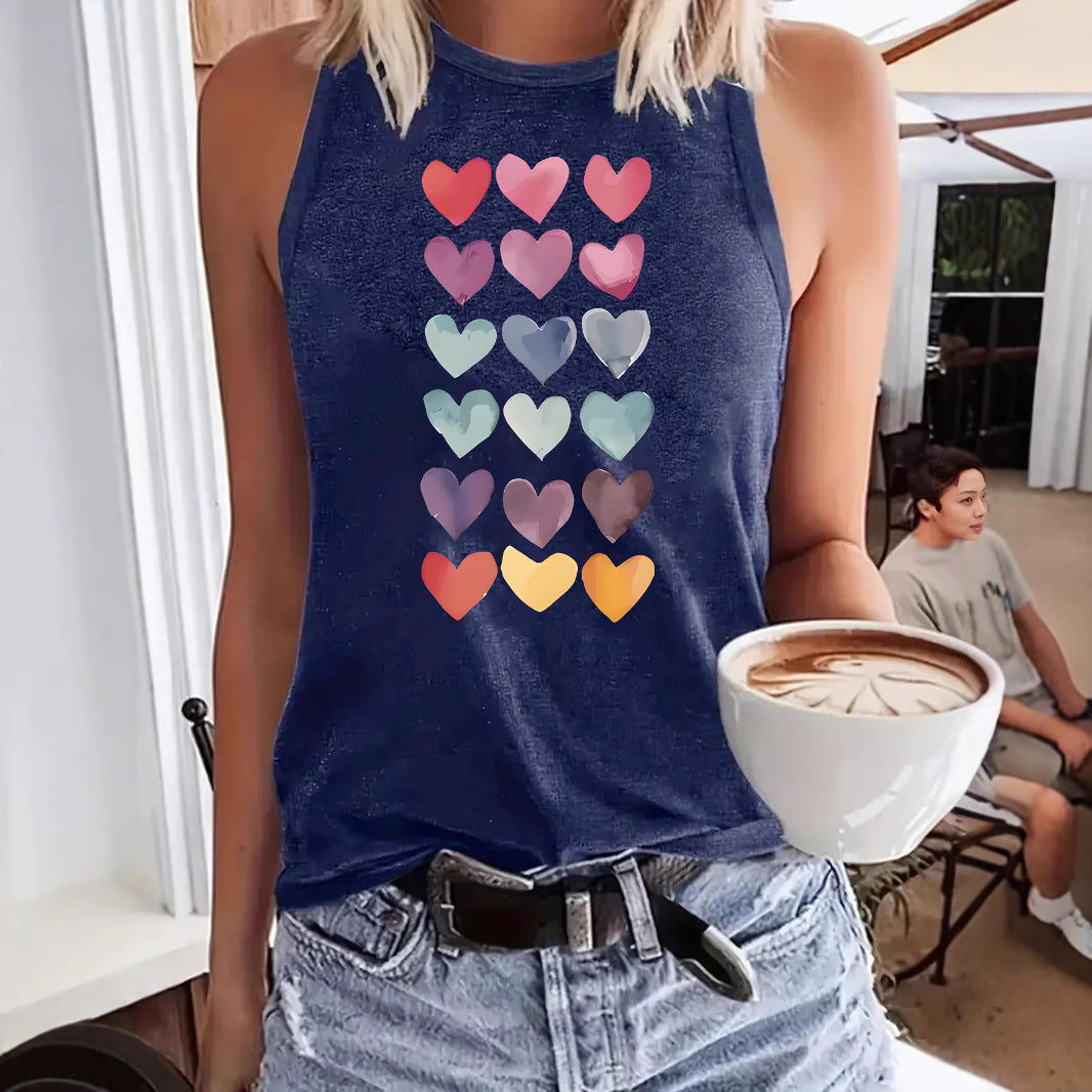Ladies Heart Print Vest