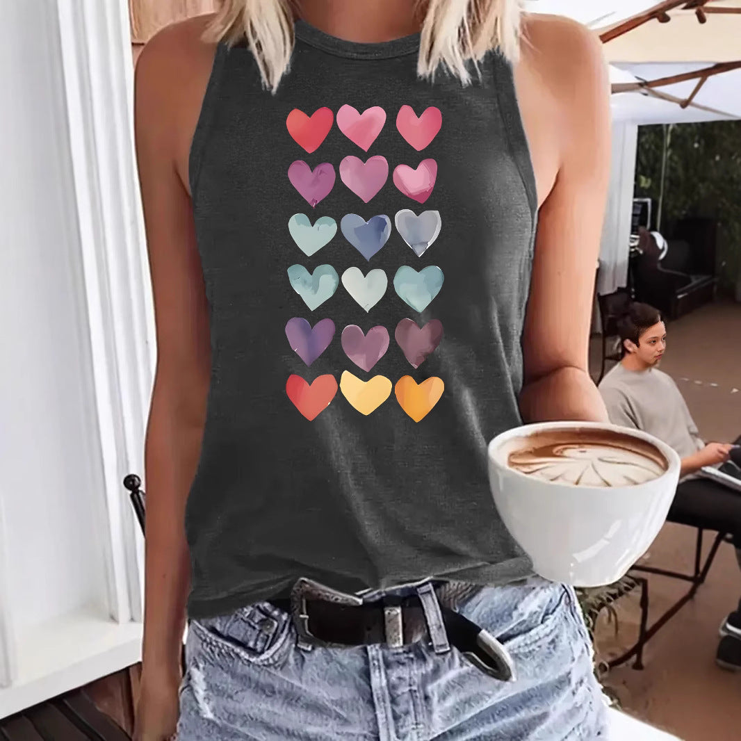Ladies Heart Print Vest
