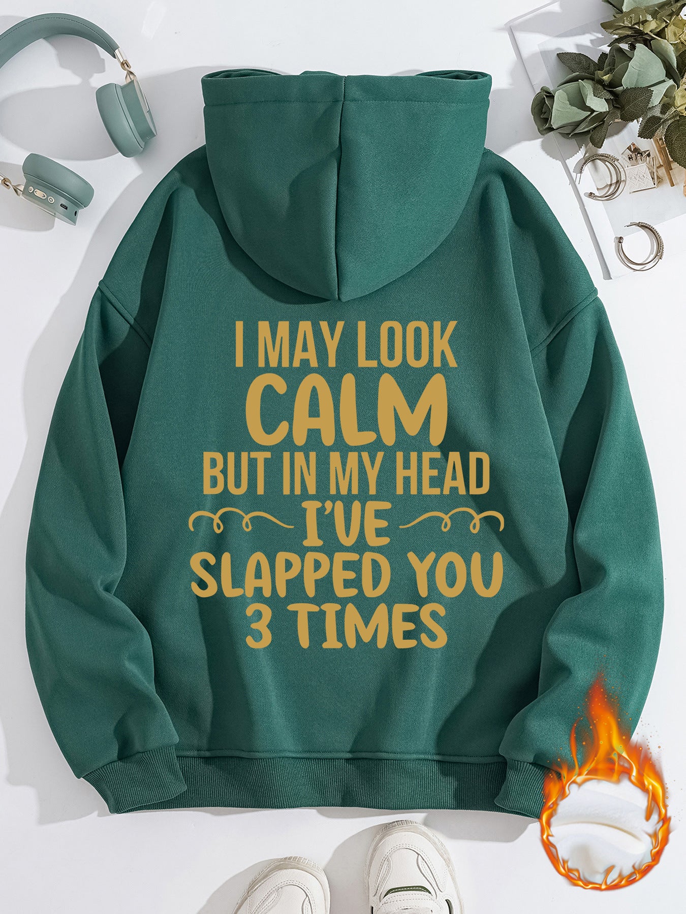 Women's Slogan Hoodie - I May Look Calm