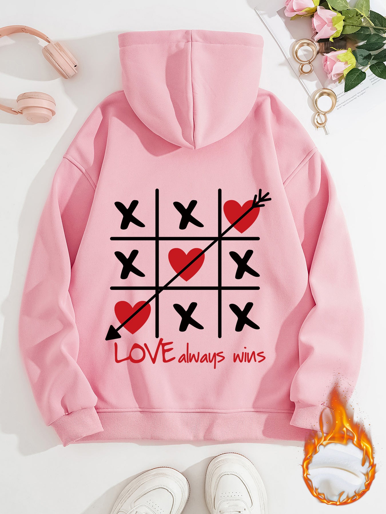 Valentines Inspired Hoodie - Hearts and Kisses