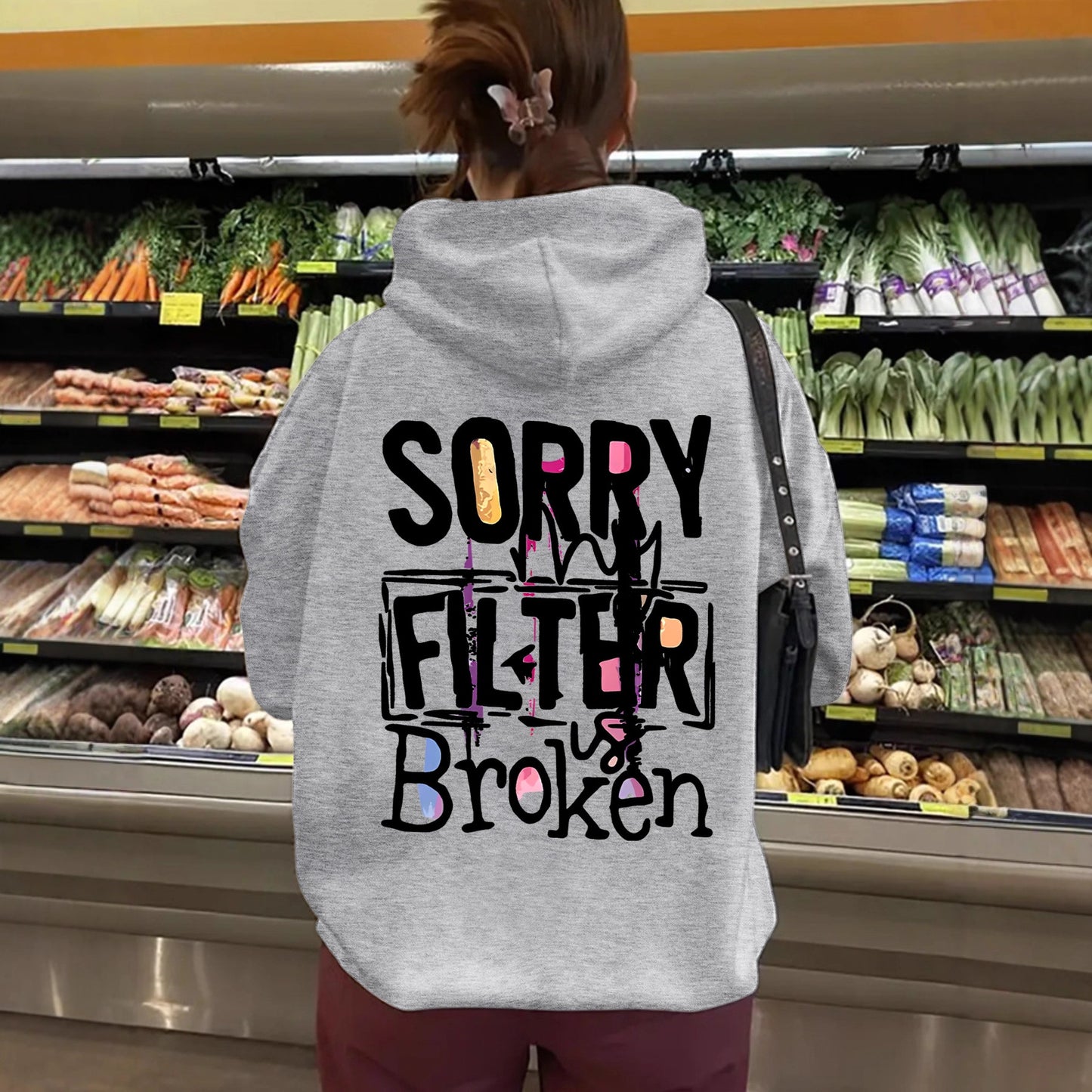 Women's Slogan Hoodie - Filter Broken