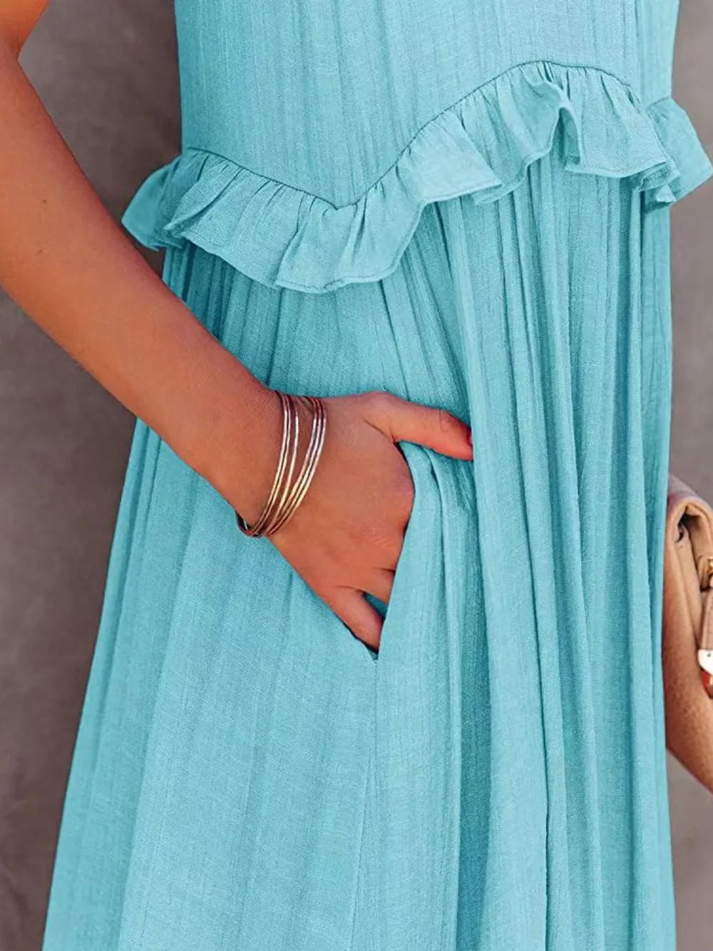Women's Ruffled Tiered Maxi Dress - various colours