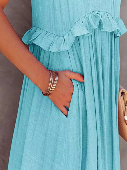 Women's Ruffled Tiered Maxi Dress - various colours