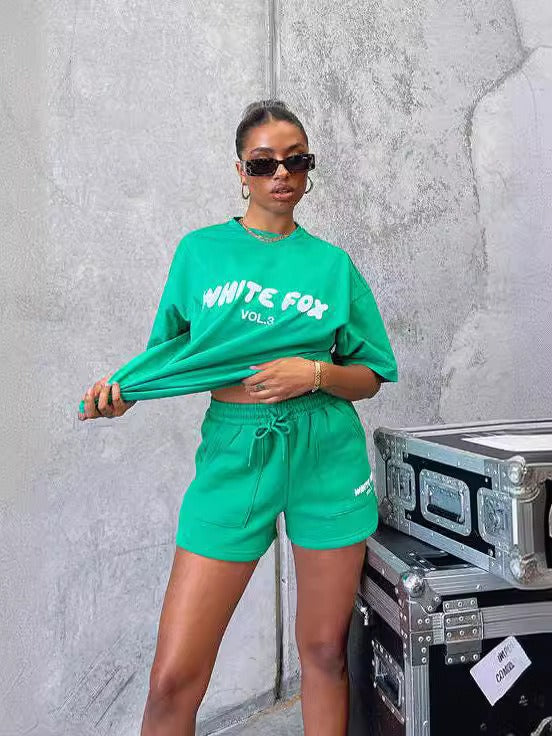 Women's T Shirt and Short Co-Ord Set - White Fox - various colours