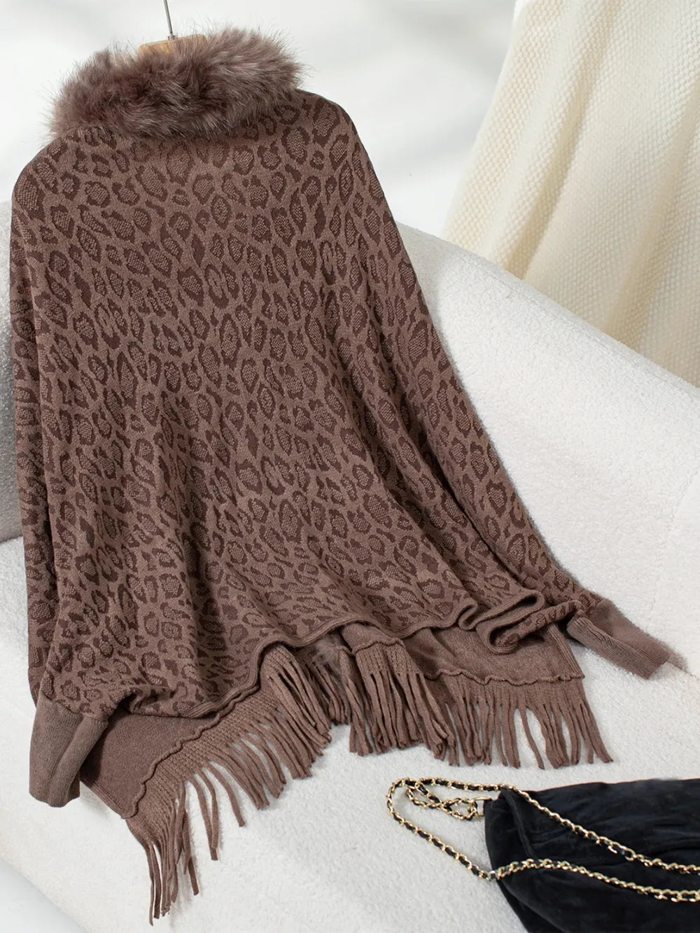 Leopard Open Front Long Sleeve Poncho - Various Colours