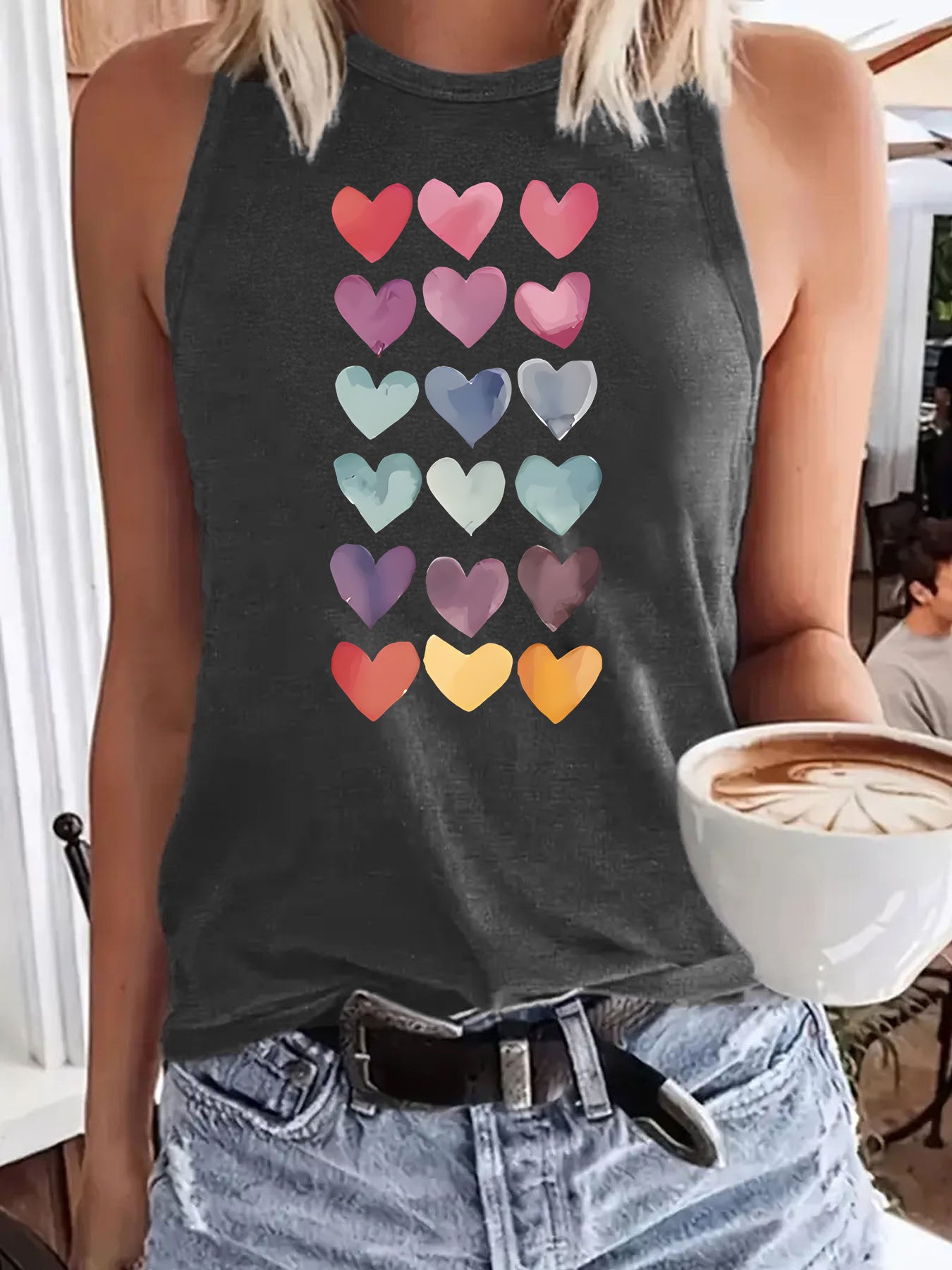 Ladies Heart Print Vest