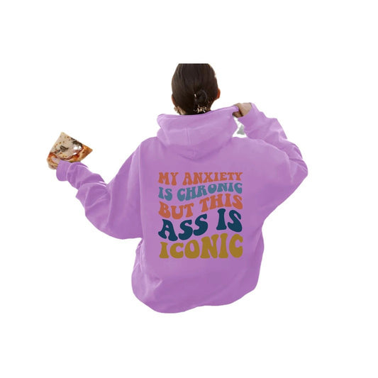 Women's Slogan Hoodie - Anxiety Iconic