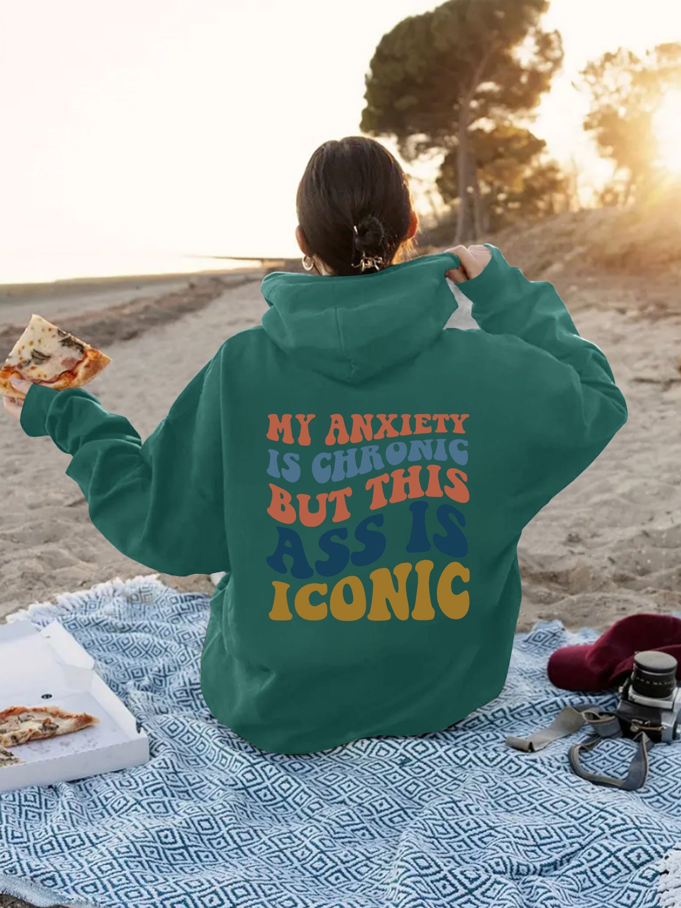 Women's Slogan Hoodie - Anxiety Iconic