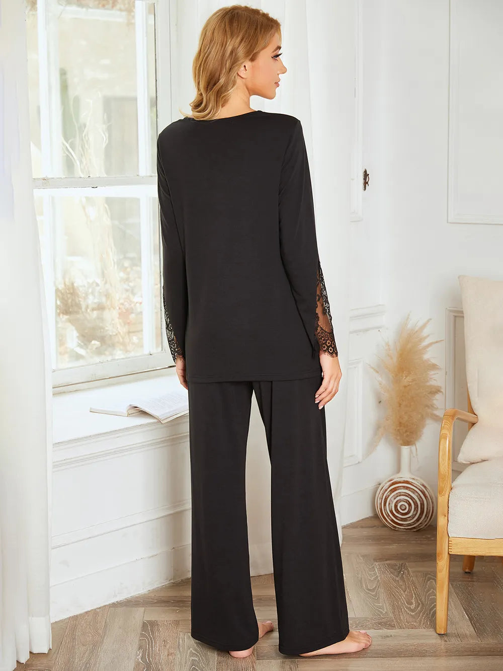 Women's Pyjama Set - Lace Detail - Top & Trousers