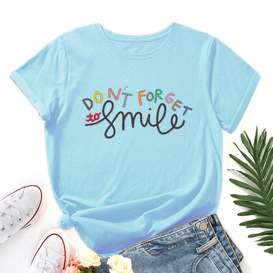 Ladies Slogan T-Shirt - Smile - various colours - size S - 3XL