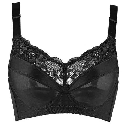 A49 - Ladies Underwire Floral Embroidered Black Bra 34-48 B-H cup