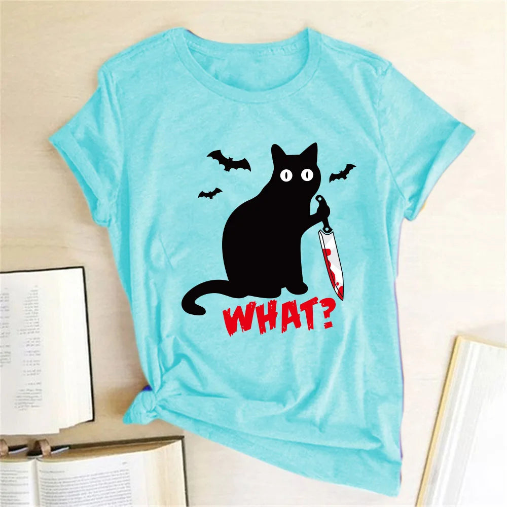 Halloween Black Cat T Shirt