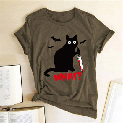 Halloween Black Cat T Shirt