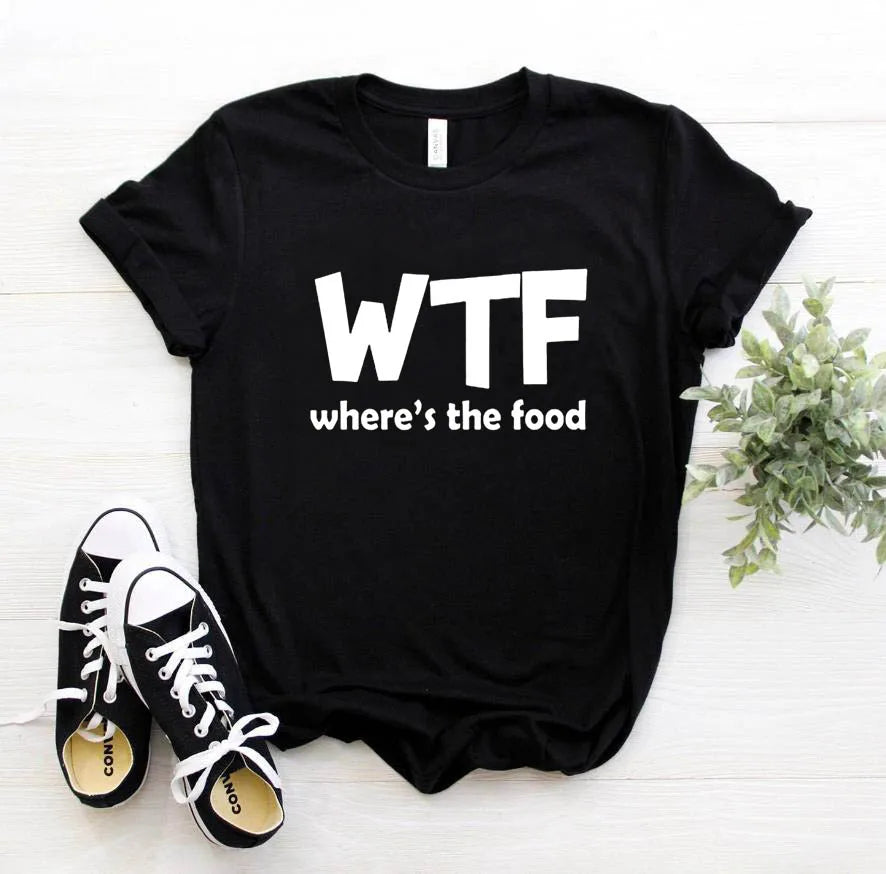 Ladies Slogan T-Shirt - WTF Food - various colours - size S - 3XL