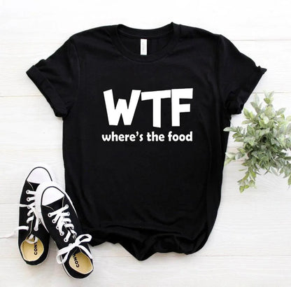 Ladies Slogan T-Shirt - WTF Food - various colours - size S - 3XL