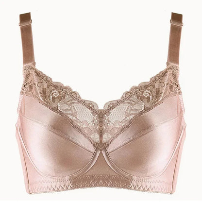 A48 - Ladies Underwired Floral Embroidered Champagne Bra 34-48 B-H cup