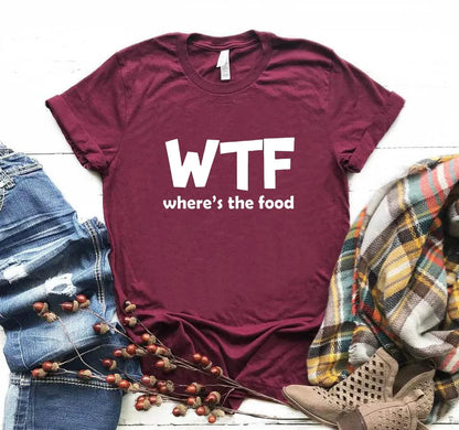 Ladies Slogan T-Shirt - WTF Food - various colours - size S - 3XL