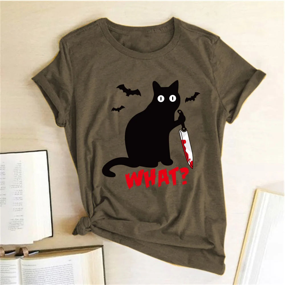 Halloween Black Cat T Shirt